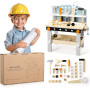 Navaris Établi pour Enfant en Bois - Banc à Outils avec 20 pièces en MDF - Jeu d'éveil et de Construction pour Enfants de 3 Ans