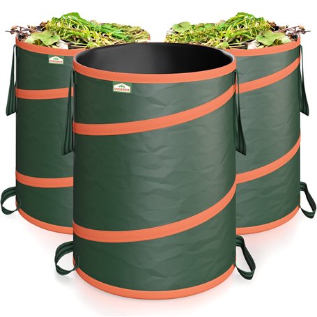 GARDEBRUK - 3x Sac de déchets de jardin 85L max. 30kg par sac tissu renforcé hydrofuge ordures bac