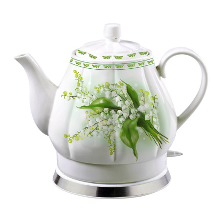 Bouilloire électrique en porcelaine motif muguet 1