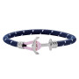 PAUL HEWITT Phrep Lite Bracelet ancre en nylon bleu marine blanc rose avec ancre en acier inoxydable (argent) en taille S