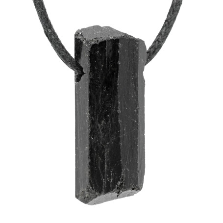 Lebensquelle Plus Pendentif en Pierre Brute de Tourmaline Noire avec Cordon en Cuir