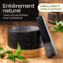 Praknu Mortier et Pilon de Cuisine Granit - Grand 400ml - Pour les épices et les herbes - Avec dessous de plat en bois FSC® N004