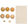 noTrash2003 Lot de 6 boules de pétanque en bois massif avec cône de pétanque pour jeu de plein air pour le jardin ou la plage