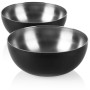 com-four® Les bols mélangeurs 2x en acier inoxydable et revêtement extérieur noir peuvent être utilisés comme saladier