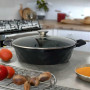Sauteuse 28 cm avec couvercle en verre - Poêle de service - Casserole anti-adhésive avec couvercle - Poêle à frire à bord haut -