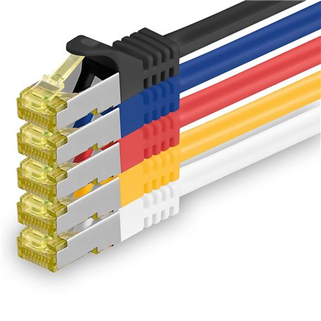 Câble Réseau Cat7 Cat 7 10 Gb/s - 5x 0.5m - RJ45 Ethernet LAN DSL Routeur Modem - 5 couleurs