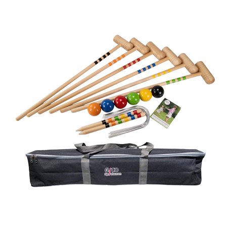 GICO Jeu de Croquet de qualité - Jeu en Plein air - 6 Joueurs - maillets Taille 80 cm - Qualite de EU - 3226