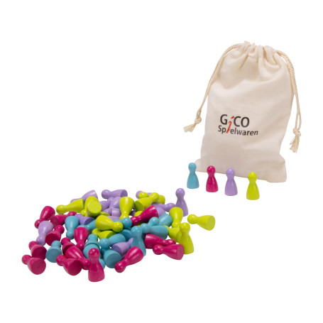 GICO 60 Pieces de pions de Jeu en Bois 24x12 mm Couleurs Pastel - 2133