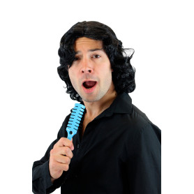 WIG ME UP - Perruque Noire Hommes Femmes Unisexe Gigolo 70s Pop Star Chanteur Danseur Playboy 3750