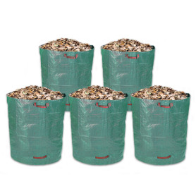 Schramm® 5 pièces Sacs de Jardin 500L Tissu polypropylène Vert Sac de Jardin PP