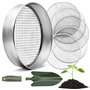 HappySeed Tamis de Jardin Rond 30 cm avec 5 Tamis interchangeables - Tamis à Compost en Acier Inoxydable pour la Terre