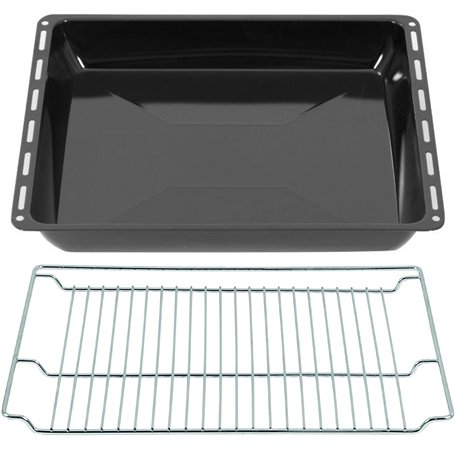 ICQN 465 x 370 x 60 mm - Lot de plaques de cuisson et grilles émaillées pour four et cuisinière - Compatible avec Bosch