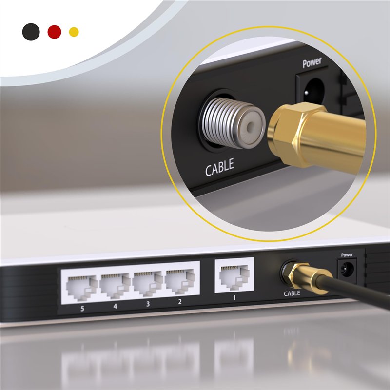 Câble SAT DeleyCON 1 M - Connecteurs F Dorés, Blindage 100 DB, Compatible HDTV/4K