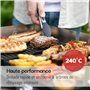 LEBENLANG 2400W Plancha électrique - Avec pince à barbecue & Protection contre les éclaboussures I Pour intérieur & exterieur I 