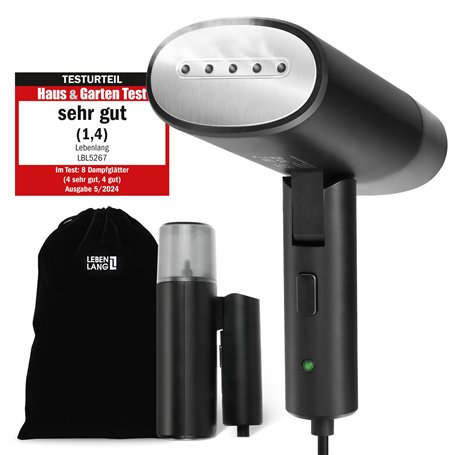 LEBENLANG Steamer Défroisseur vapeur de voyage – Compact pliable & avec kit de voyage I Steam Iron Fer à repasser à vapeur pour