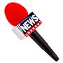 MIMIKRY Breaking News Microphone Reporter Rouge avec inscription News Channel Accessoire de costume Haut-parleur de message Micr