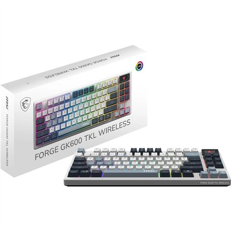 MSI Forge GK600 TKL Wireless Sky FR - Clavier AZERTY mécanique à switches linéaires - Touches PBT imprimées par Sublimation