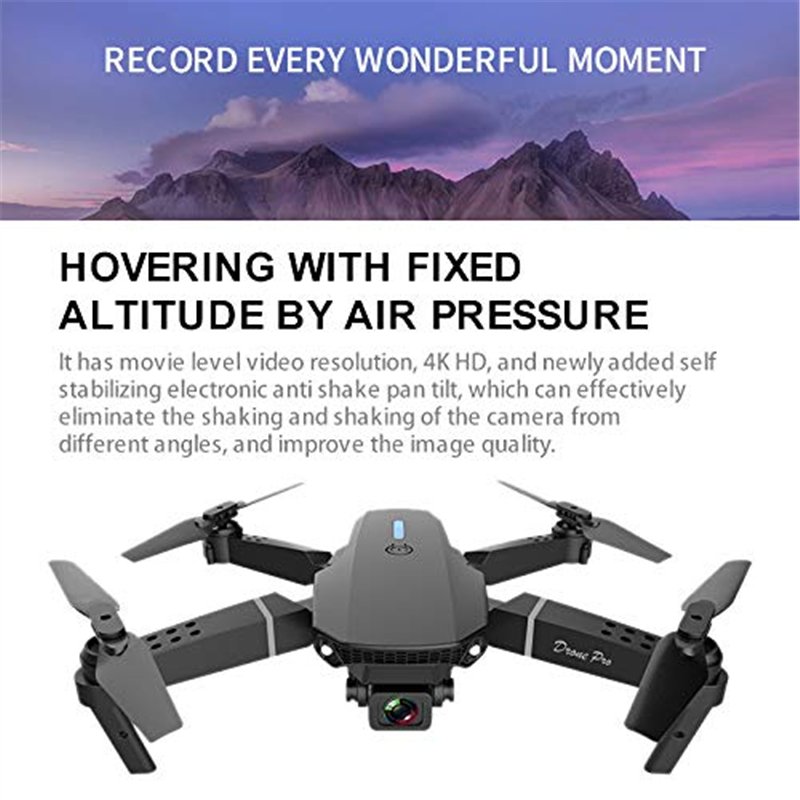 Sujurio E88 – Drone FPV WiFi 4K HD, Double Caméra, Pliable, Maintien D’altitude, 15 Min De Vol, Télécommande – Pour Adultes Et Enfants 8+