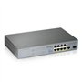 Zyxel Switch 8 ports Gigabit PoE+ non administrable avec une puissance totale de 130 watts et 1 port Gigabit cuivre + 1 SFP