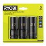 RYOBI - Lot de 3 douilles hexagonales 1/2" (17, 19, 21 mm) - écrous et boulons pour roue et automobileRHDIS3PC