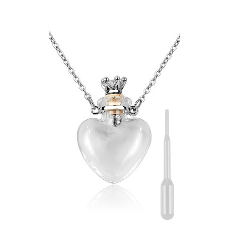 ds. distinctive style Collier en Forme de Fiole de Cœur avec Pendentif Bouteille de Parfum - Collier pour Liquide Commémoratif -