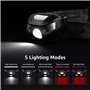 1300 Lux USB Torche Frontale 5 Modes d'éclairage avec Lumière Rouge