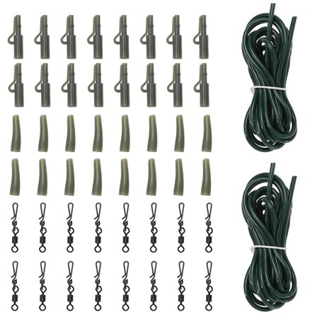 EMSea 58pcs Kit de Matériel de Pêche à la Carpe Poids Clips de Sécurité en Plomb Lien Rapide Émerillons Plate-Forme Tube Cheveux