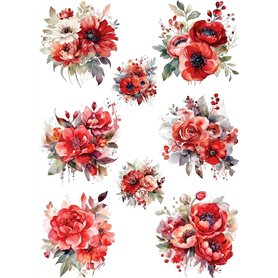 Papier de riz Bouquet rouge