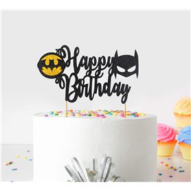 Seyal Décoration de fête d'anniversaire - Batman Bon Anniversaire Décoration pour gâteau Petit Bouchon pour gâteau d'anniversair