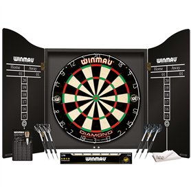 WINMAU Professional Darts Set Comprend Un Jeu de fléchettes Diamond Plus Bristle - Armoire Noire de Haute qualité - Ensemble de
