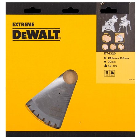 DeWalt Lame scie stationnaire DEWALT Ø 216 Alésage 30 mm 48 dents négatif - Tous usages - DT4320