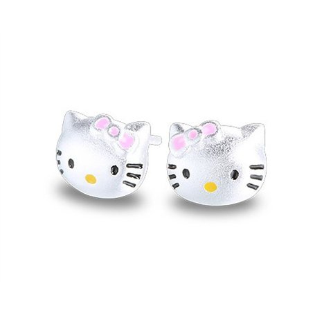 findout Dames en Argent Sterling Bonjour Kitty Chat Amour Boucles d'oreilles de Mode
