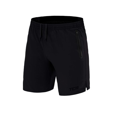 TCA Short de Sport ou de Running Léger Elite Tech pour Homme Short avec Poches Zippées - Noir