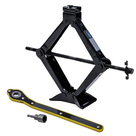 KATSU Cric à Ciseaux 2 tonnes Cric de Levage à remontage économique avec clé pour la réparation ou Le Changement de pneus de véh