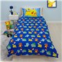Parure de lit Simple Pokémon sous Licence Officielle rétro | Parure de lit réversible Double Face avec taie d'oreiller Assortie 