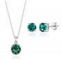 Philip Jones Ensemble collier et boucles d'oreilles avec pierre de naissance de mai (émeraude) créé avec des cristaux Zircondia®