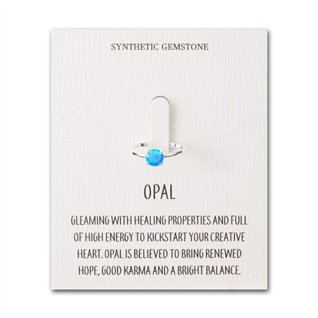 Philip Jones Bague en opale bleue synthétique avec carte de citation