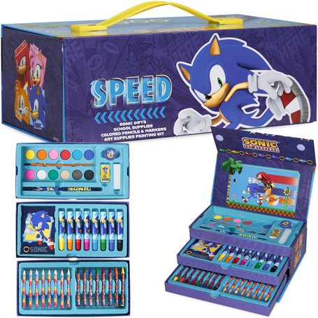 Sonic The Hedgehog Coloriage Enfant Malette Dessin Enfant Crayons de Couleur Feutres Peinture Enfant Garcon Fille