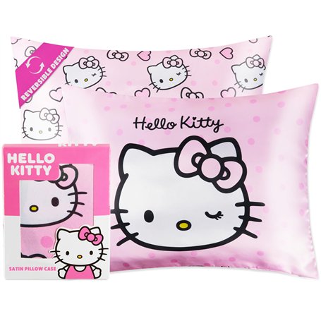Hello Kitty Taie d'oreiller en Satin 48x66 cm pour Femme Fille et Ado