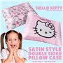 Hello Kitty Taie d'oreiller en Satin 48x66 cm pour Femme Fille et Ado, Taie Oreiller Satin pour Cheveux et Soins de la Peau, Acc