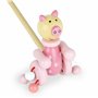 Mousehouse Gifts Jouet à Tirer à Pousser en Bois Premier Age pour bébé ou Enfants Filles Rose Cochon