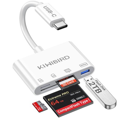 KiWiBiRD Lecteur Carte Compact Flash USB C CF Card Reader mémoire externes SD Micro SD Type C