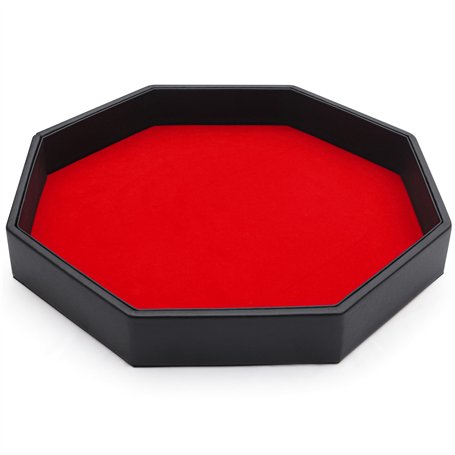 Belle Vous Piste de Dés Octogone en Simili Cuir Noir et Velours Rouge - Plateau Jeu de Dés pour Les Jeux de Table comme Les RPG