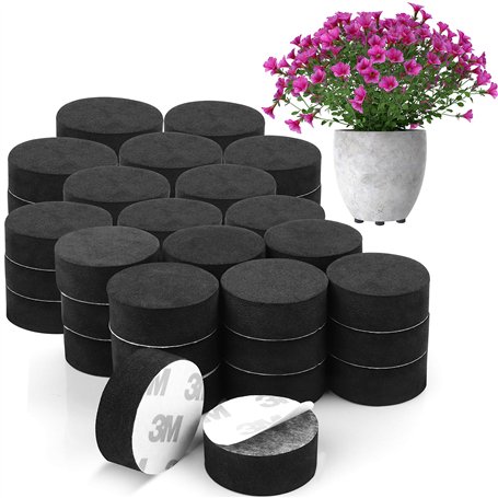 BELLE VOUS Pied Pot de Fleur Invisible (Lot de 50) - Pied Caoutchouc Noir pour Surélever Les Plantes - Tampon Auto-Adhésif pour