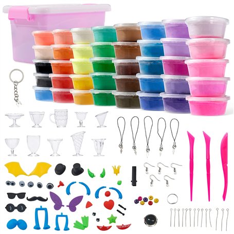 THE TWIDDLERS 125 Pcs Kit de Loisirs Créatifs - 40 Couleurs de Autodurcissante Argile