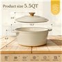 Overmont Cocotte en Fonte Émaillée - Ø26 cm Casserole Antiadhésive Avec Couvercle et Maniques en Coton - Batterie de Cuisine Rob