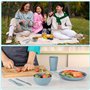 Belle Vous Kit Vaisselle Camping - Set Pique Nique 4 Pièces Vaisselle Plastique Reutilisable avec Assiette Bol Tasse et Couverts