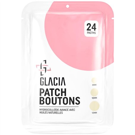Patch Bouton by Glacia® – 24 Pack Pimple Patch pour Tous Types de Peau – Patchs Hydrocolloïdes avec Huiles Naturelles comme Tea