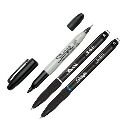 Sharpie S Gel Noir et Bleu | 1x marqueur de décoration à double pointe | 3 comptes