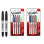 Sharpie Marqueurs permanents Pointe fine | Couleurs standard assorties | 4 pièces (paquet de 2) + Twin Tip noir (paquet de 2)